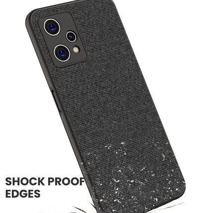 Soft Fabric Hybrid Protective Back Case Cover for Realme 9 Pro Plus (Black)