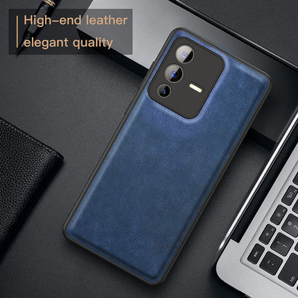 Tux Back Case for Vivo V23 Pro, Slim Leather Case with Soft Edge Shockproof Back Cover (Blue)