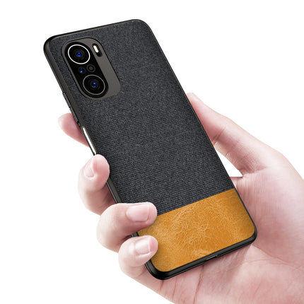 Soft Fabric & Leather Hybrid for Xiaomi Mi 11X Pro / Mi 11X  Back Cover, Shockproof Protection Slim Hard Back Case (Black,Brown)