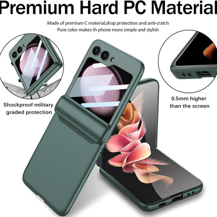 Mobizang Ultra Thin Back Cover for Galaxy Z Flip5 / Z Flip 5 | Magnetic Hinge Protection and Inbuilt Glass Window Protection (Green)