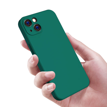 Matte Lens Protective Back Cover for Apple iPhone 13 (6.1) , Slim Silicone with Soft Lining Shockproof Flexible Full Body Bumper Case (Green)