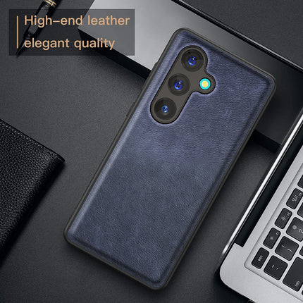 Mobizang Tux Leather Back Cover for Samsung Galaxy S24 | Slim Shockproof Camera Protection Bumper Case (Blue)