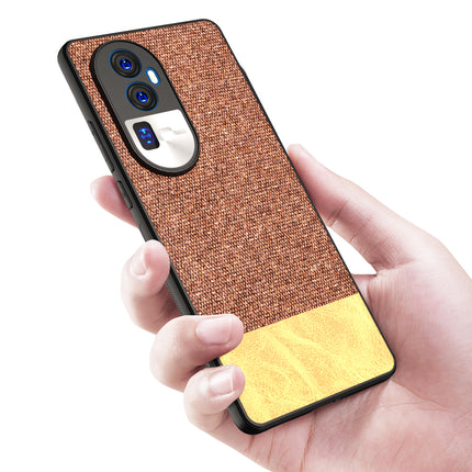 Mobizang Soft Fabric & Leather Hybrid Protective Back Cover for Oppo Reno 10 Pro Plus | Shockproof Slim Hard Anti Slip Back Case (Brown)