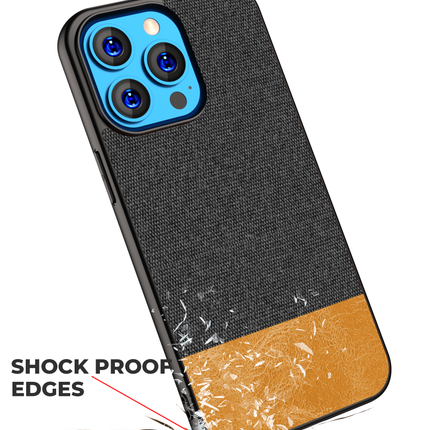 Soft fabric & Leather Hybrid Protective Case Cover for Apple iphone 13 Pro (Black,Brown)
