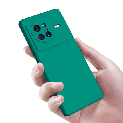 Matte Lens Protective Shockproof Flexible Back Cover for Vivo X80, Slim Silicone with Soft Lining Shockproof Flexible Full Body Bumper Case (Green)