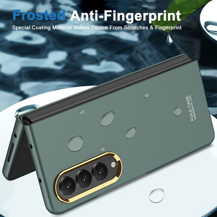Mobizang Ultra Thin PC Case with Golden Lens Ring for Galaxy Z Fold4 - Green
