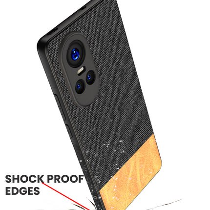 KAPA Soft Fabric & Leather Hybrid Protective Back Cover for Oppo Reno 10 / Reno 10 PRO (5G) | Shockproof Slim Hard Anti Slip Back Case (Black , Brown)