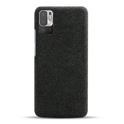 Woven Soft Fabric Case for Poco M3 Pro Back Cover, Shock Protection Slim Hard Anti Slip Back Cover (Black)