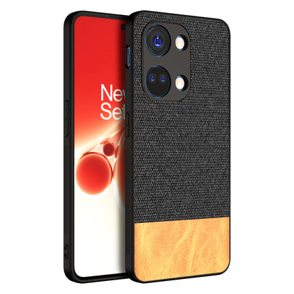 Mobizang Soft Fabric & Leather Hybrid Protective Back Cover for Oneplus Nord 3 | Shockproof Slim Hard Anti Slip Back Case (Black::Brown)