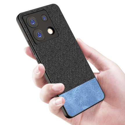 Mobizang Soft Fabric & Leather Hybrid Protective Back Cover for Redmi Note 13 PRO | Shockproof Slim Hard Anti Slip Back Case (Black , Blue)