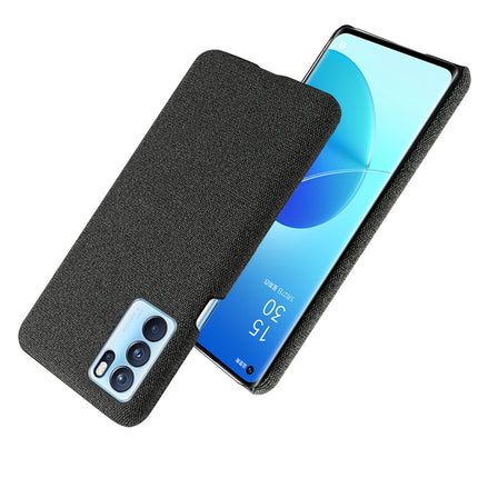 Woven Soft Fabric Case for Oppo Reno 6 Pro Back Cover, Shock Protection Slim Hard Anti Slip Back Cover (Black)