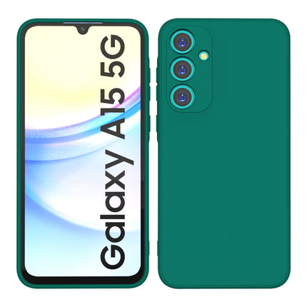 Mobizang Matte Protective Lens Flexible Back Cover for Samsung Galaxy A15 | Slim Silicone with Soft Lining Shockproof Full Body Bumper Case (Green)