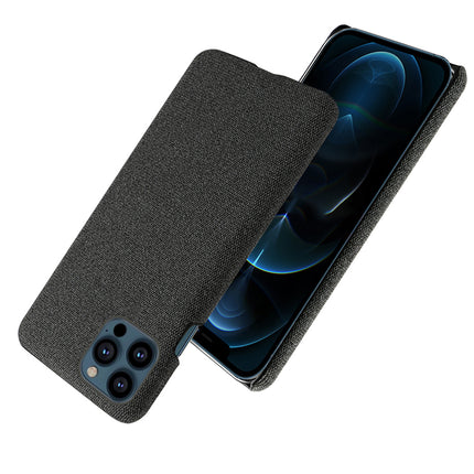 Woven Soft Fabric Case for Apple iPhone 13 Pro Max Back Cover, Shock Protection Slim Hard Anti Slip Back Cover (Black)