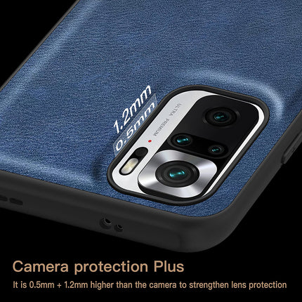 Tux Back Case for Xiaomi Redmi Note 10 /  Note 10S , Slim Leather Case with Soft Edge Shockproof Back Cover (Blue)