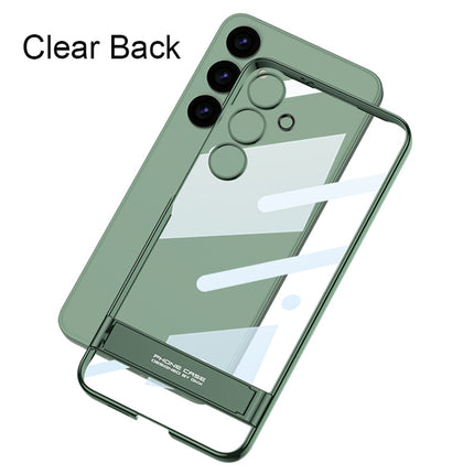 Mobizang Phantom Ultra Thin Back Case for Samsung Galaxy S24 Cover | Inbuilt Kick Stand Electroplated Edges Full Body Protection Back Cover (Green)