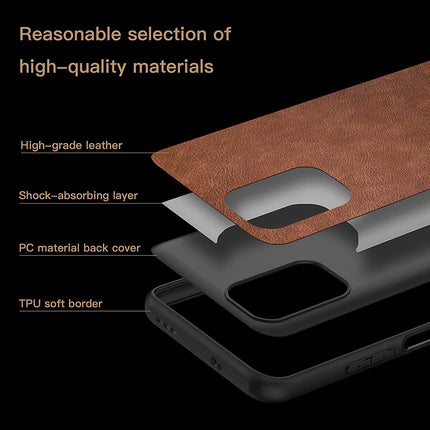 Tux Back Case for Xiaomi Redmi Note 10 /  Note 10S , Slim Leather Case with Soft Edge Shockproof Back Cover (Brown)