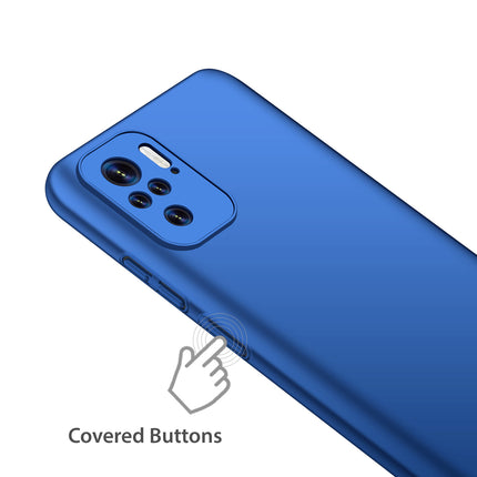 Silk Smooth Finish [Full Coverage] All Sides Protection Slim Back Cover For Xiaomi Redmi Note 10 /  Note 10S (Blue)