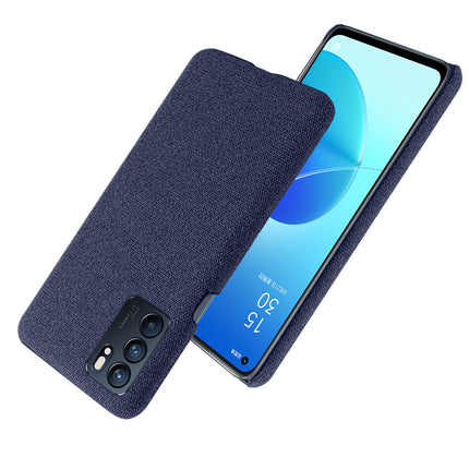 Woven Soft Fabric Case for Oppo Reno 6 Back Cover, Shock Protection Slim Hard Anti Slip Back Cover (Blue)