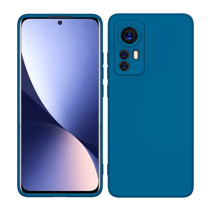Matte Lens Protective Shockproof Flexible Back Cover for Xiaomi 12 PRO (5G), Slim Silicone with Soft Lining Shockproof Flexible Full Body Bumper Case (Blue)