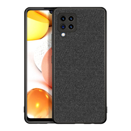 Soft Fabric Hybrid for Samsung Galaxy M42 (5G) Back Cover, Shockproof Protection Slim Hard Back Case (Black)