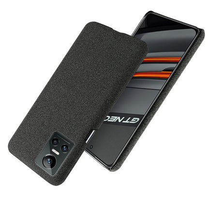 Mobizang Woven Soft Fabric Case for Realme GT Neo 3 (5G) Back Cover,  Shock Protection Slim Hard Anti Slip Back Cover (Black)