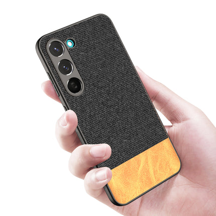Mobizang Soft Fabric & Leather Hybrid for Samsung Galaxy S23 Plus Back Cover | Shockproof Hybrid Slim Hard Anti Slip Back Case (Black , Brown)