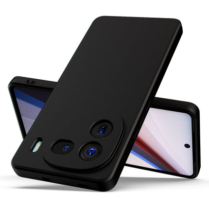 Mobizang Matte Protective Lens Flexible Back Cover for Iqoo 12 (5G) | Slim Silicone with Soft Lining Shockproof Full Body Bumper Case (Black)