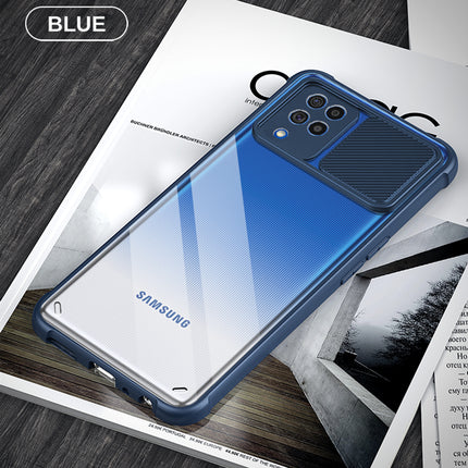 Slider Back Cover for Samsung Galaxy F62 , [Military Grade Protection] Shockproof Slim Clear Camera Shield Bumper Back Case (Blue)