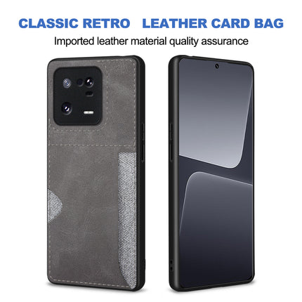 Mobizang Razor Wallet Back Case for Xiaomi 13 Pro (5G) | Slim PU Leather & Fabric Cover with Inbuilt Card Pocket (Grey)