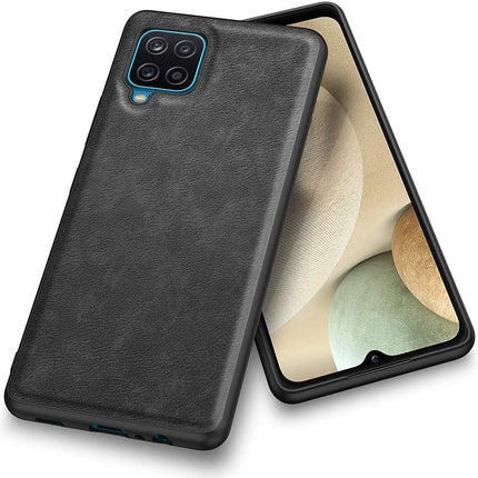 Tux Back Case for Samsung Galaxy A22 (4G) , Slim Leather Case with Soft Edge Shockproof Back Cover (Black)