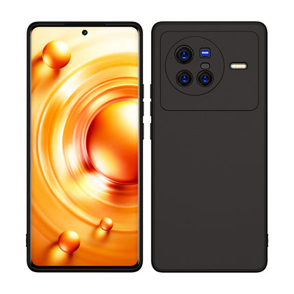 Matte Lens Protective Shockproof Flexible Back Cover for Vivo X80, Slim Silicone with Soft Lining Shockproof Flexible Full Body Bumper Case (Black)