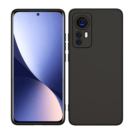 Matte Lens Protective Shockproof Flexible Back Cover for Xiaomi 12 PRO (5G), Slim Silicone with Soft Lining Shockproof Flexible Full Body Bumper Case (Black)