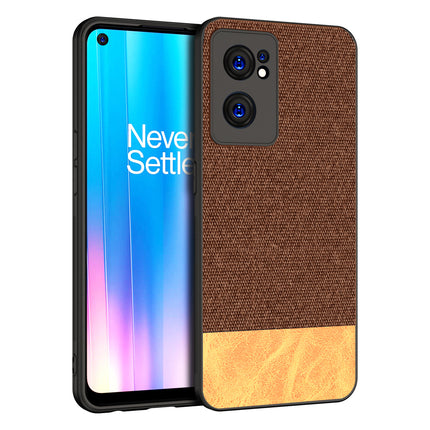 Soft Fabric & Leather Hybrid Protective Case Cover for OnePlus Nord CE 2 (5G) (Brown)
