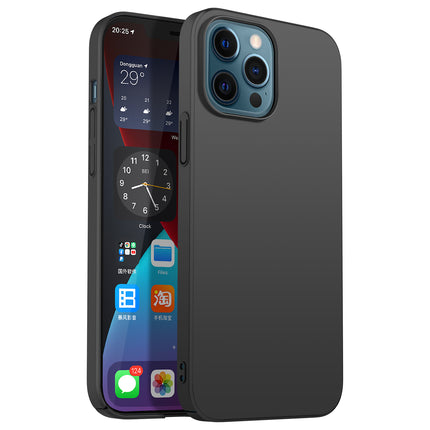 Silk Smooth Finish [Full Coverage] All Sides Protection Slim Back Case Cover for Apple iPhone 13 PRO MAX (6.7 inch) (Black)