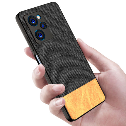 Mobizang Soft Fabric & Leather Hybrid for Poco X5 PRO Back Cover | Shockproof Hybrid Slim Hard Anti Slip Back Case (Black, Brown)