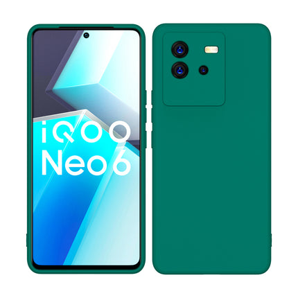 Mobizang Matte Lens Protective Shockproof Flexible Back Cover for IQOO Neo 6 (5G) ,Slim Silicone with Soft Lining Shockproof Flexible Full Body Bumper Case (Green)