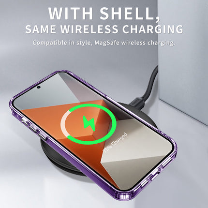 Mobizang Warrior Acrylic Clear Back Cover For Redmi Note 13 PRO PLUS | Slim Shockproof [Military Grade Protection] Hybrid Bumper Case (Purple Sides)