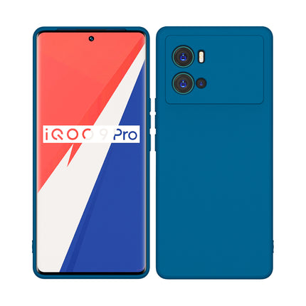 Matte Lens Protective Back Cover for Vivo IQOO 9 Pro , Slim Silicone with Soft Lining Shockproof Flexible Full Body Bumper Case (Blue)