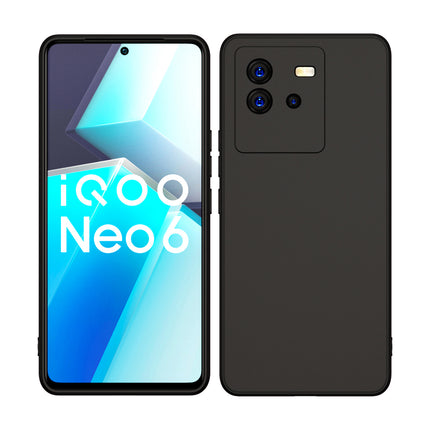 Mobizang Matte Lens Protective Shockproof Flexible Back Cover for IQOO Neo 6 (5G) ,Slim Silicone with Soft Lining Shockproof Flexible Full Body Bumper Case (Black)