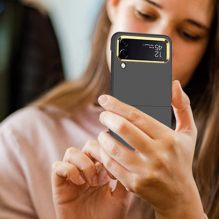 Mobizang Ultra Thin PC Back with Gold Ring for Galaxy Z Flip 4 - Black