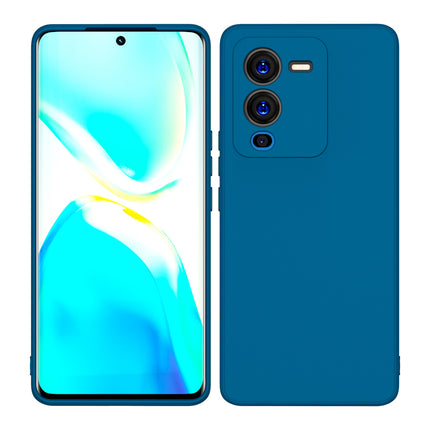 Mobizang Matte Lens Protective Shockproof Flexible Back Cover for Vivo V25 PRO (5G) , Slim Silicone with Soft Lining Shockproof Flexible Full Body Bumper Case (Blue)