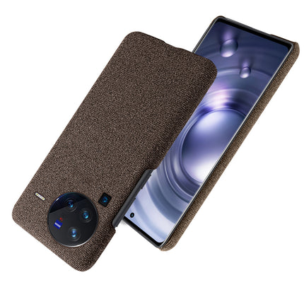 Mobizang Woven Soft Fabric Case for Vivo X80 Pro (5G) Back Cover,  Shock Protection Slim Hard Anti Slip Back Cover (Brown)