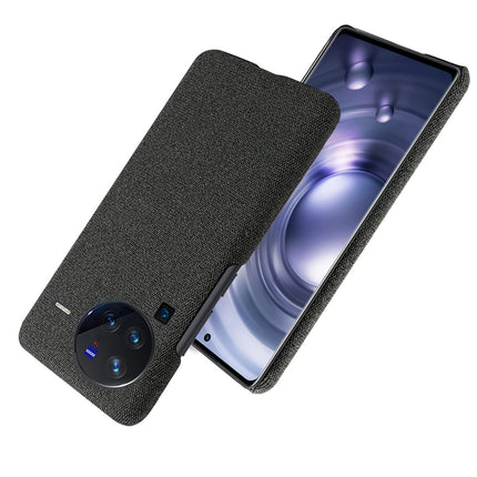 Mobizang Woven Soft Fabric Case for Vivo X80 Pro (5G) Back Cover,  Shock Protection Slim Hard Anti Slip Back Cover (Black)