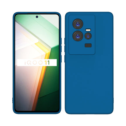 Mobizang Matte Protective Lens Flexible Back Cover for IQOO 11 (5G) | Slim Silicone with Soft Lining Shockproof Full Body Bumper Case (Blue)