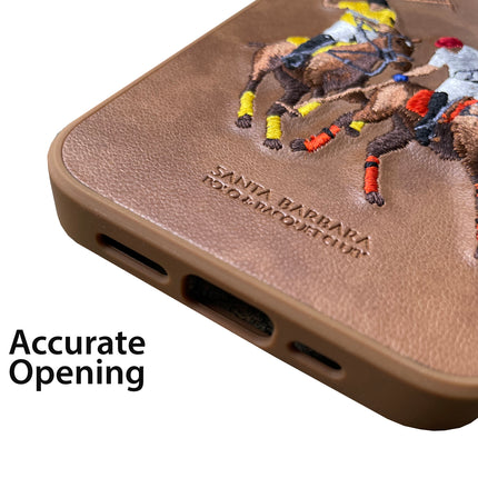 Santa Barbara Polo Jockey Series Luxury Leather Back Case Cover for Apple iPhone 13 Pro Max (6.7), Brown