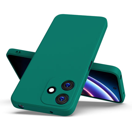 Mobizang Matte Protective Lens Flexible Back Cover for Redmi 12 (5G) / Poco M6 Pro (5G) | Slim Silicone with Soft Lining Shockproof Full Body Bumper Case (Green)
