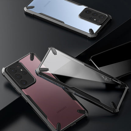 Mobizang Bull Clear Back Cover for Samsung Galaxy S24 ULTRA | [Military Grade Protection] Shock Proof Slim Hybrid Bumper Case (Black)