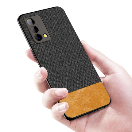 Soft Fabric & Leather Hybrid Protective Case Cover for Realme GT Master (Black,Brown)