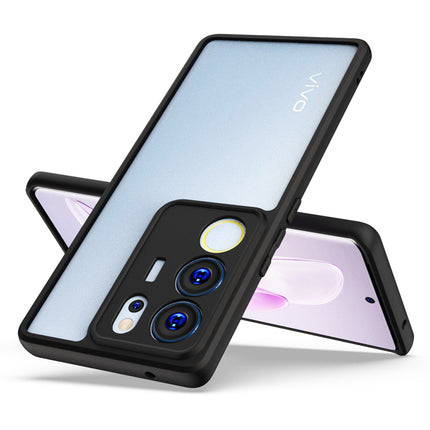 Mobizang Hawkeye Clear Back Cover for Vivo V29 (5G) / Vivo V29 Pro (5G) | Camera Lens Protector Shockproof Slim Clear Case Cover (Black Sides)