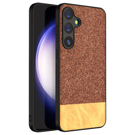 Mobizang Soft Fabric & Leather Hybrid Protective Back Cover for Samsung Galaxy S24 PLUS | Shockproof Slim Hard Anti Slip Back Case (Brown)